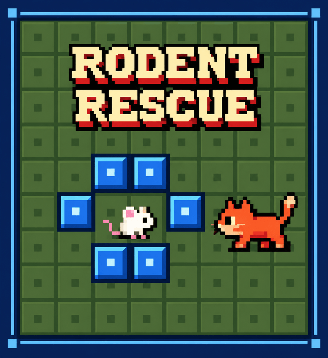Rodent Rescue pixel-art mouse and cats arcade artwork