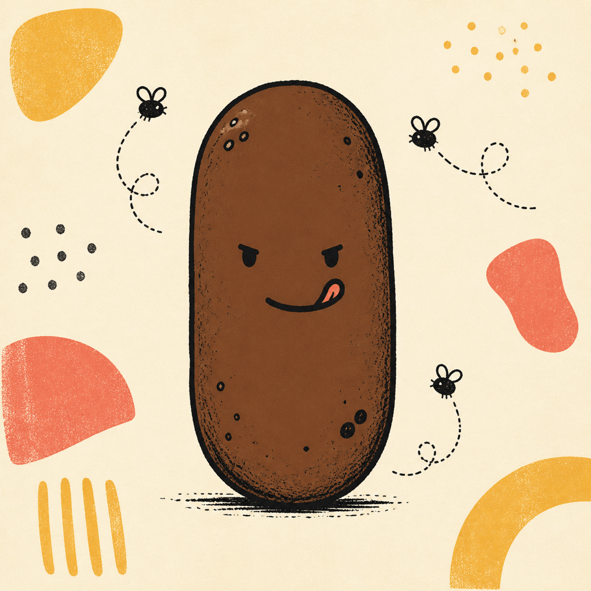 Original Poo Pal artwork with flies